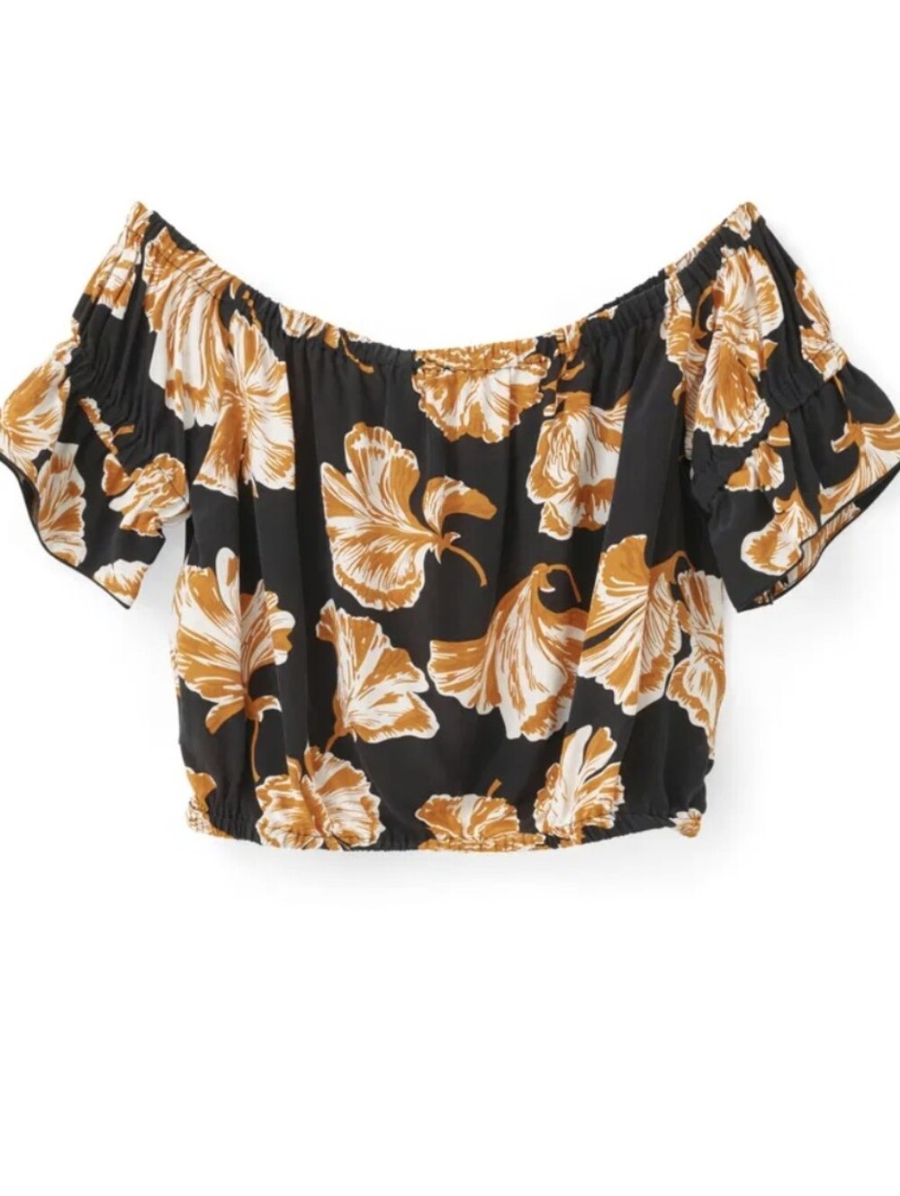 Ganni Geroux Silk Cropped Off The Shoulder  Top Size 36